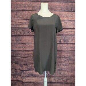 Bar 3 Grey Silk Shirt Dress With Distressed Collar Folded Cuffs Size Medium